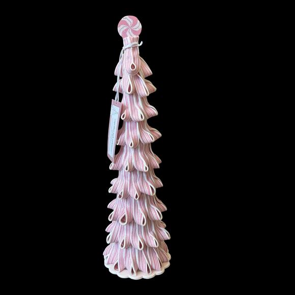 Cupcakes & Cashmere Peppermint Candy Ribbon Taffy Christmas Tree 19in Pink NEW - Picture 13 of 13